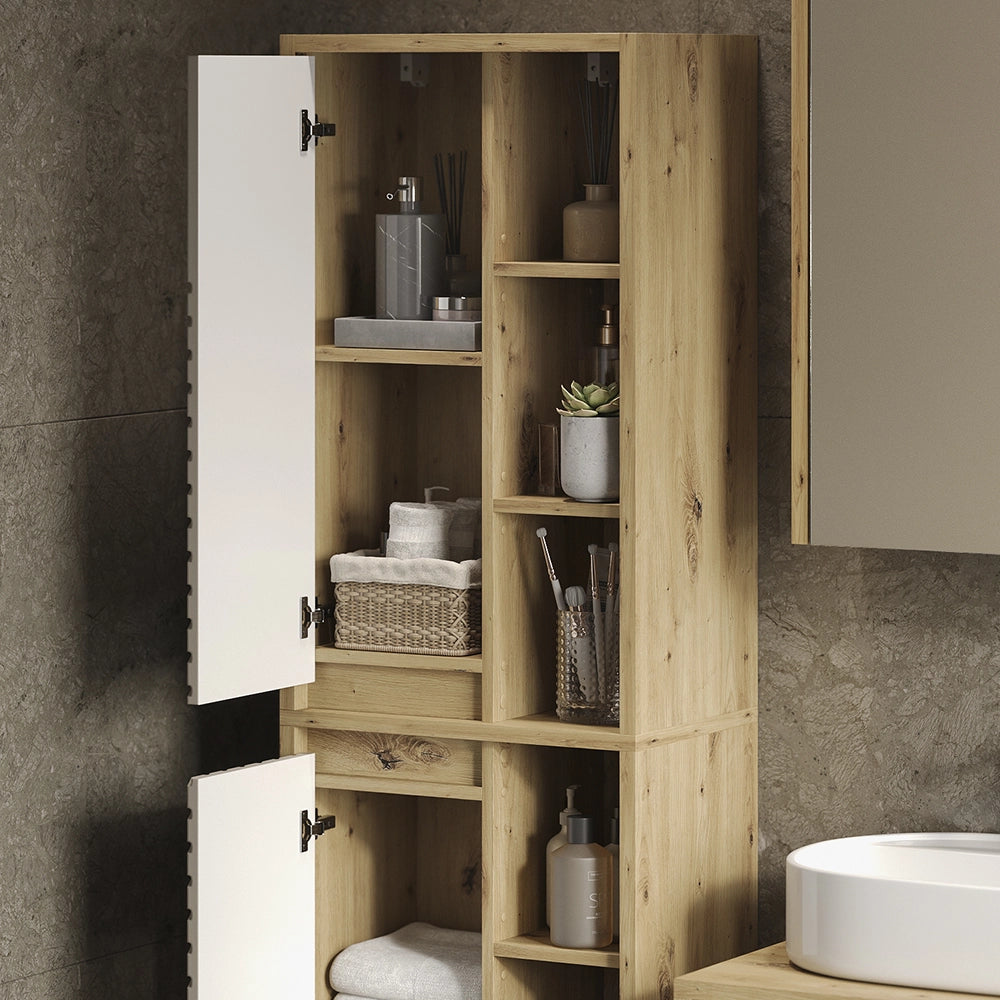 Armadio per il bagno Viola Rovere artigianale/Cachemire 50.2 x 170 cm Vicco