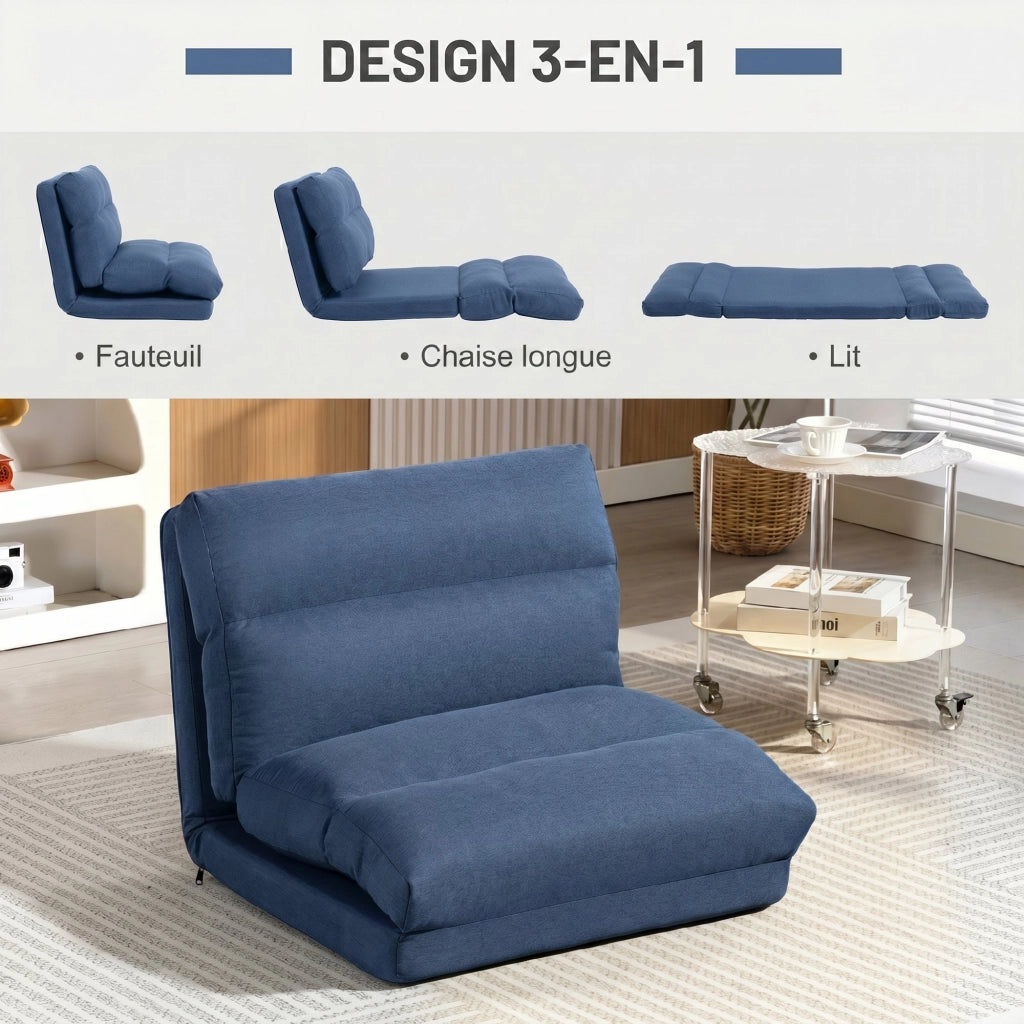Poltrona letto inclinabile 90¡ã-180¡ã ¨C Xylo ¨C 70x72x56 cm tessuto blu scuro