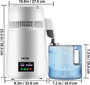 Destillatore d'Acqua - Puro - Schermo Facile da Usare - 1L per Ora - 4L di Capacità di Vasca - Bianco