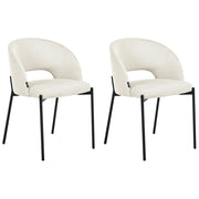 Set di 2 sedie da pranzo tessuto beige chiaro e metallo braccioli e schienale con apertura moderna industriale