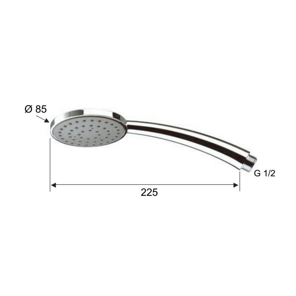 Doccetta cromata minimale arcuata con getti in silicone