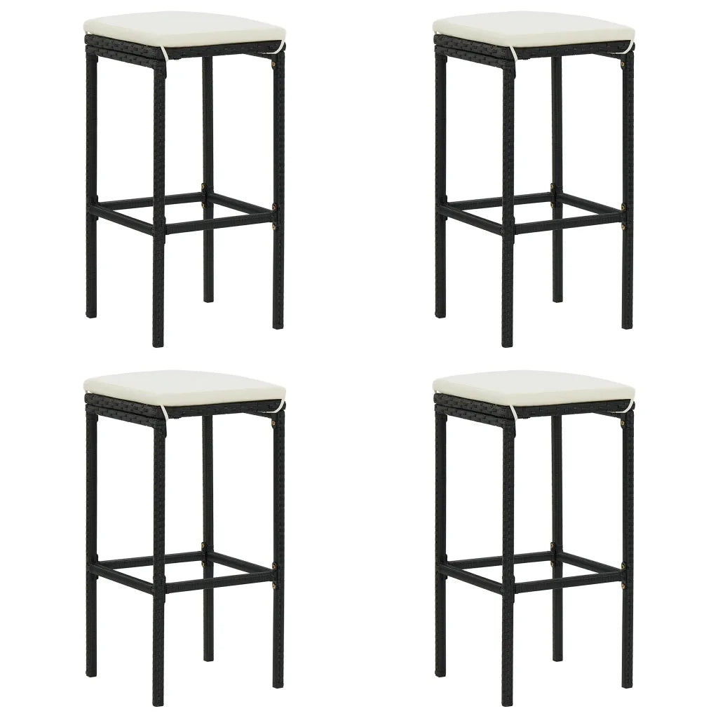 Set da Bar da Giardino 5 pz con Cuscini in Polyrattan Nero cod mxl 43091