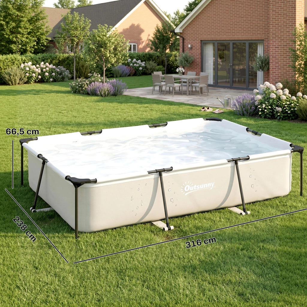 Piscina Desmontable Tubular 316x238x66,5 cm 3700 L ¨C zephmum ¨C Grigio con Marco Met¨¢lico