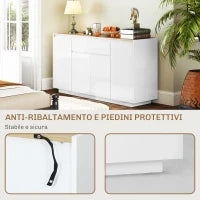 Credenza da Cucina Moderna con Cassetto e 3 Armadietti con Ripiani Regolabili, 140x40x75 cm, Bianco