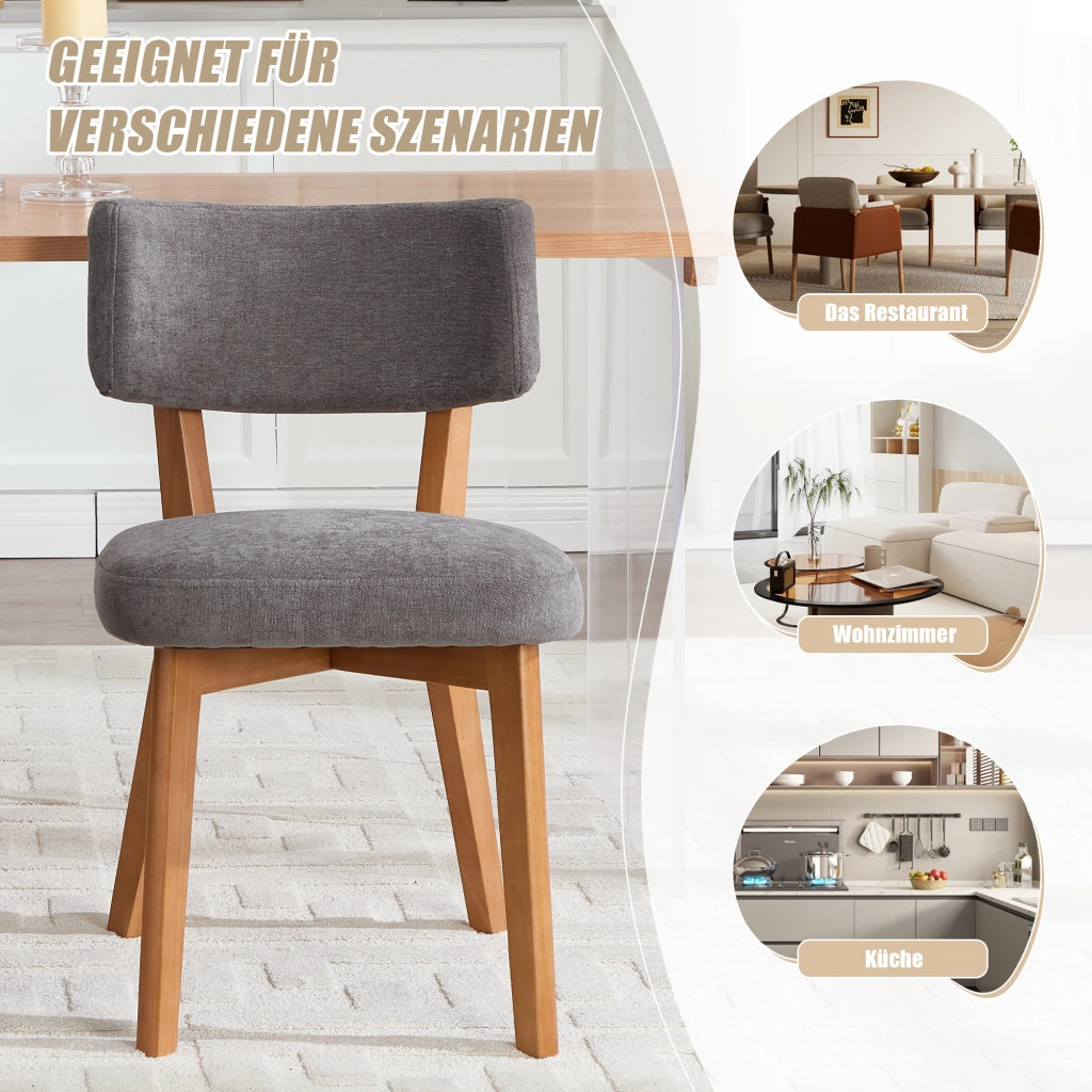 SEDIA da pranzo Set da 2 pezzi 54,5x47x77 cm Grigio Legno massello