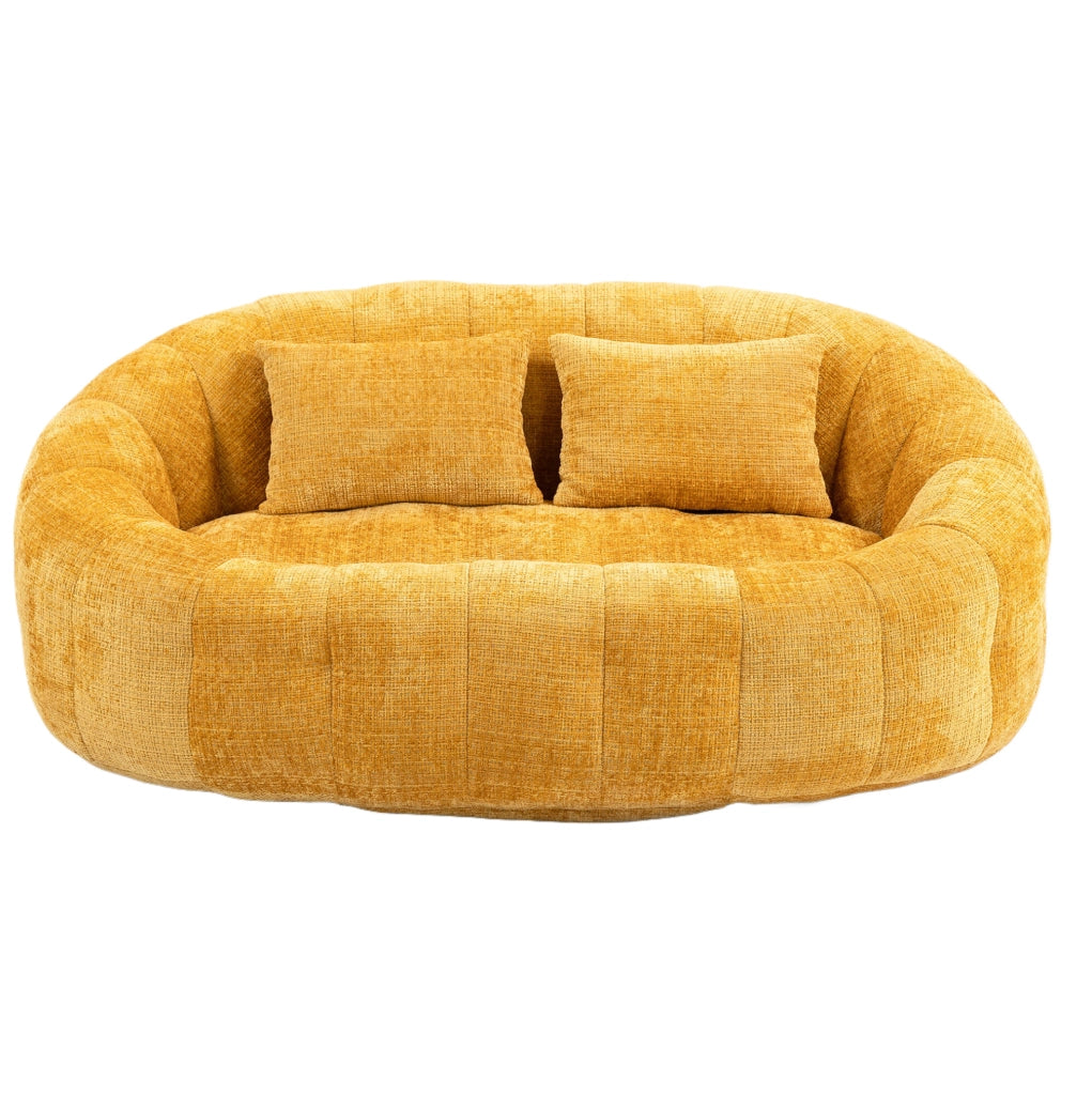 Divano lounge in ciniglia giallo con schiuma memory 150 cm