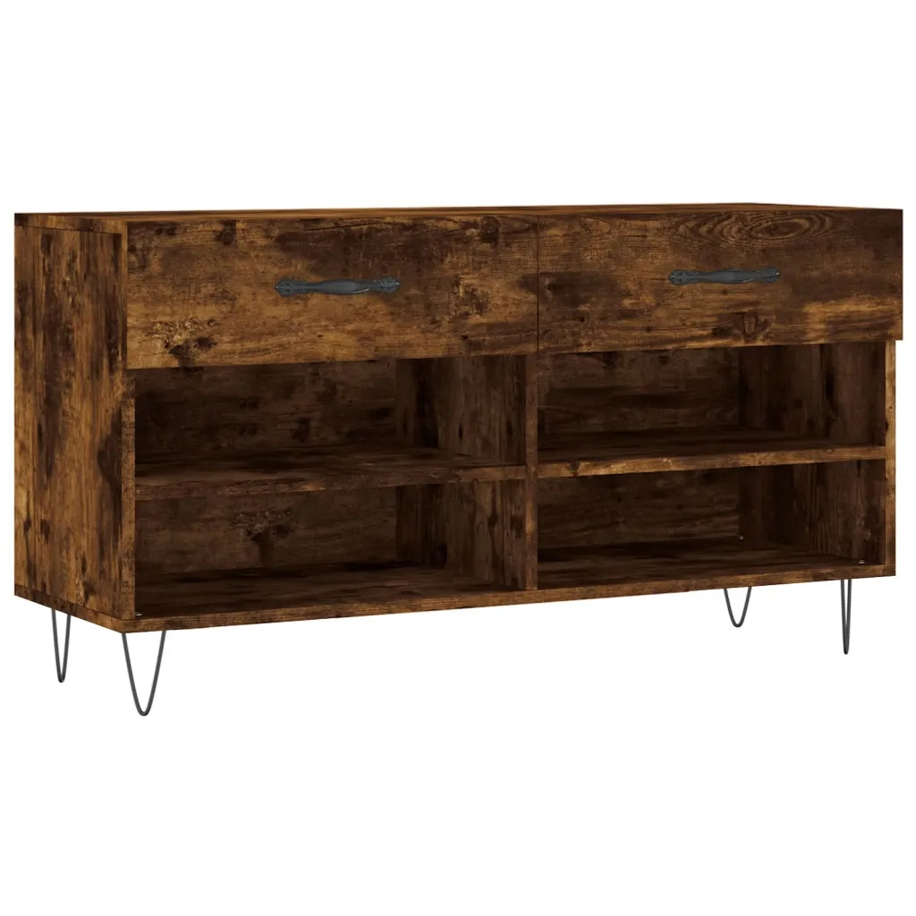 Panca Porta Scarpe | Scarpiera | Mobile per scarpe Rovere Fumo 102x35x55 cm Legno Multistrato