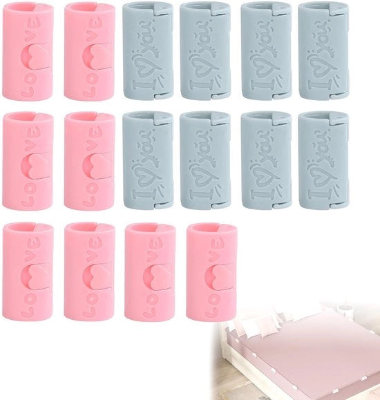 Sostegno per lenzuola 16 pezzi - Clip per lenzuola/tenaglie per lenzuola - Attacco antiscivolo - Materiale ABS di alta qualità - Riciclabile - Sicuro per bambini - Tenaglia per lenzuola