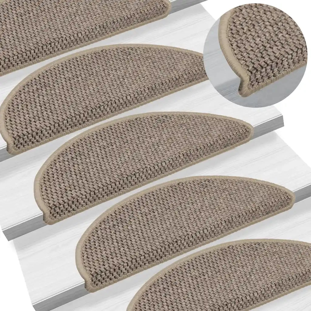 vidaXL Tappeti Adesivi Scale Aspetto Sisal 30 pz 56x17x3cm Beige Scuro