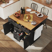 OKWISH Carrello da Cucina con Piano Pieghevole e Vano Contenitore Mobile Stile Moderno per Cucina Sala da Pranzo MDF Nero