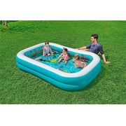 Trade Shop - Piscina Avventura Marina 3d 262x175x51cm Rettangolare 2 Anelli Occhialini 3d 54177 -