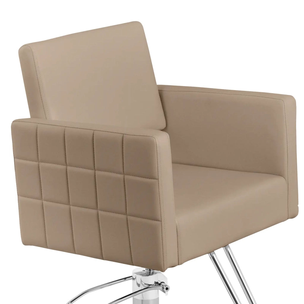 Poltrona professionale per parrucchiere con poggiapiedi altezza seduta 45-55 cm 150 kg acciaio schiuma beige 14_0008981