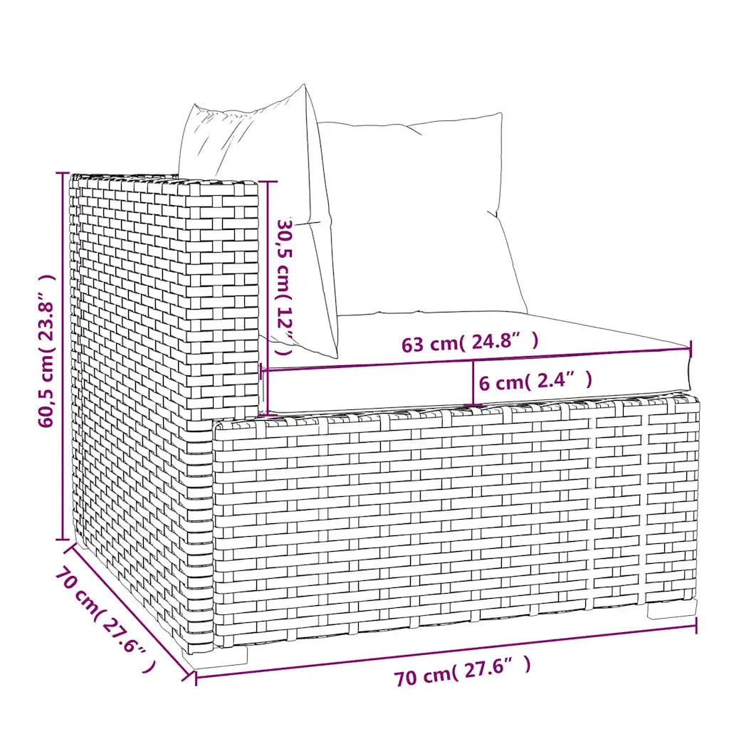 Set Divani da Giardino 5 pz con Cuscini in Polyrattan Marrone cod mxl 38906