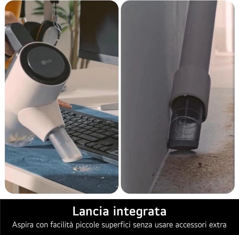 LG ASPIRALPOLVERE SENZA FILI CORDZERO DA 150W LANCIA INTEGRATA, BASE AUTOPORTANTE + 2 ACCESSORI PER PULIZIA INCLUSI