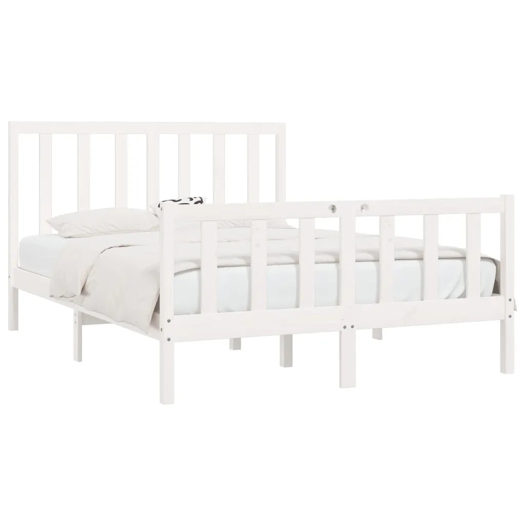 Giroletto-Struttura Letto Bianco in Legno Massello 160x200 cm 779009
