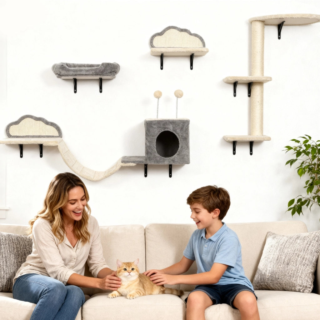 Albero tiragraffi per gatti ¨C zephmum ¨C 4 pezzi, beige