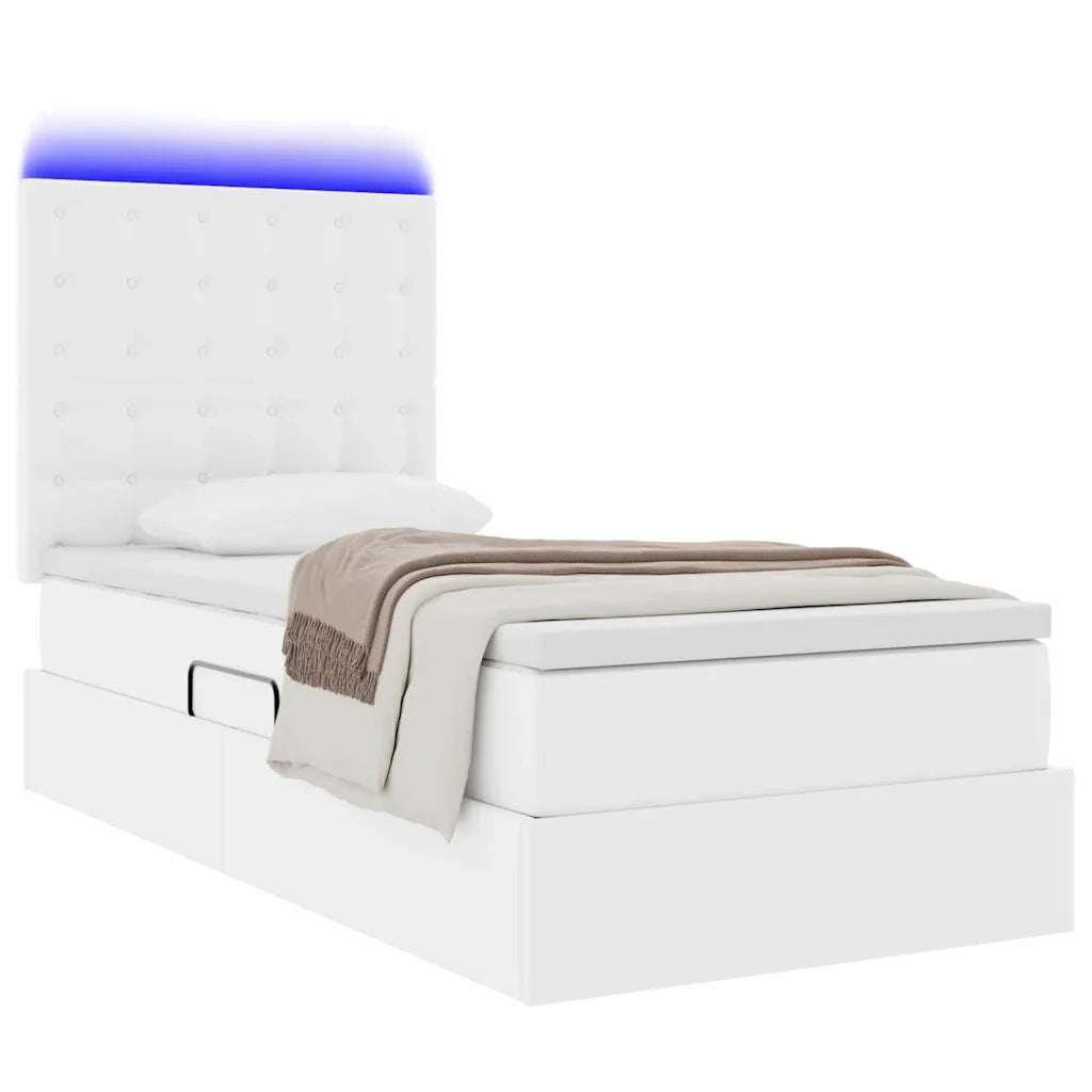 Letto con contenitore e LED con led Bianco Puro 100 x 200 cm