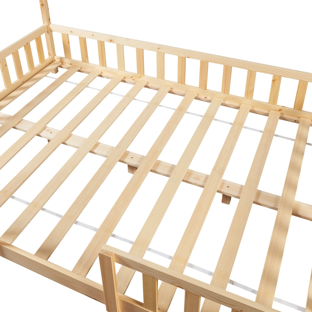Letto per Cameretta Sisimiut a Forma di Casetta con Materasso 140x200 cm Color Legno Naturale [en.casa] [neu.haus]