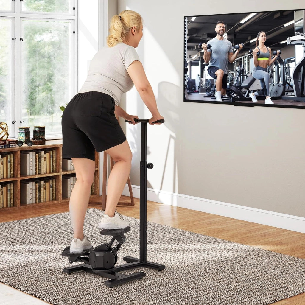 Step Fitness Casa, Stepper Idraulico con Manubrio Regolabile in Altezza, Schermo LCD, Pedali Antiscivolo, Attrezzatura Cardio per Allenamento Corpo, Esercizio