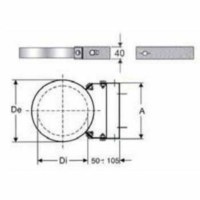 Inox doppia parete aisi 316 fasc etta murale regolabile d.150 200