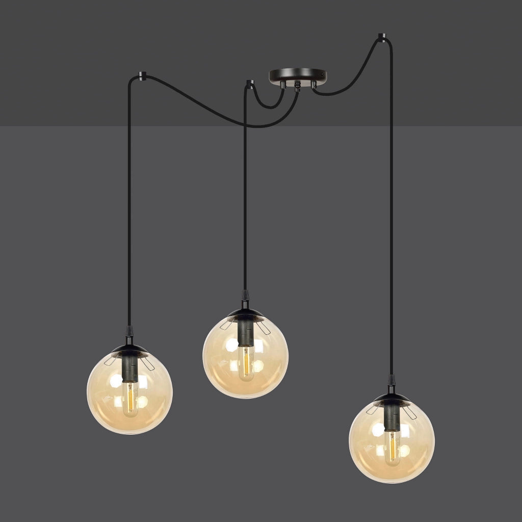 Lampadario Emibig GIGI 3, 3xE14 nero miele vetro metallo