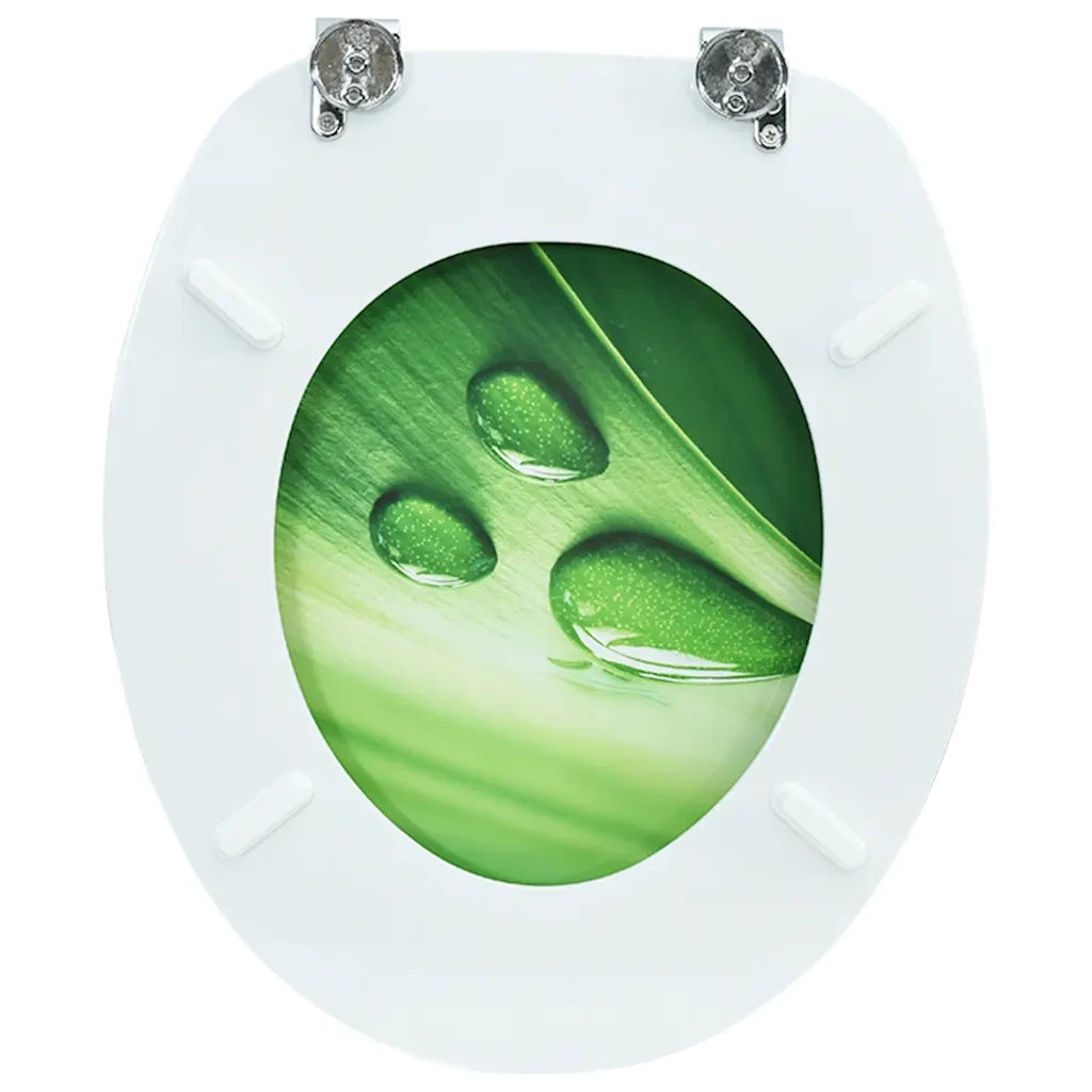 Tavoletta WC con Coperchio MDF Verde Design Goccia d'Acqua CFW4194848