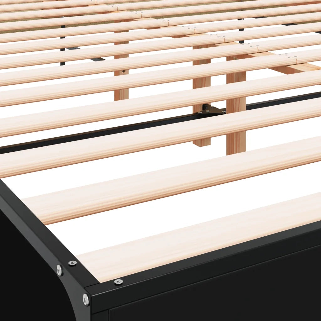 Giroletto Nero 160x200 cm in Legno Multistrato e Metallo 3280007
