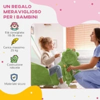 Cavallo a Dondolo per Bambini 18-36 Mesi a Dinosauro con Suoni e Rivestimento Morbido, Verde
