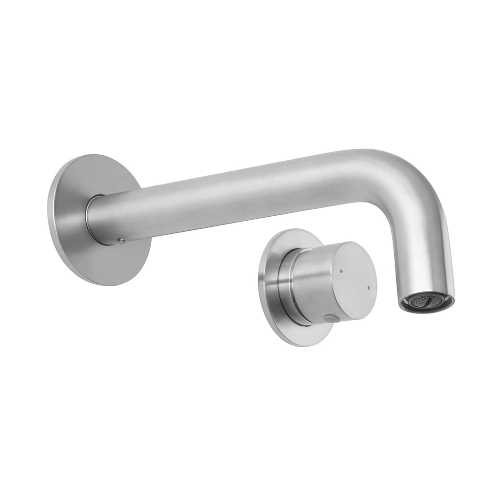 Miscelatore lavabo a muro satinato senza leva in acciaio inox Gemini