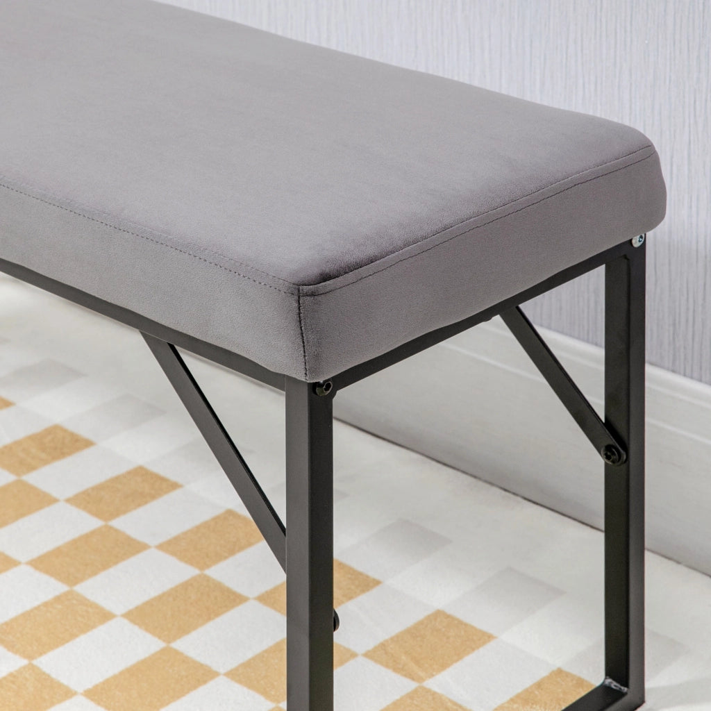 Panca imbottita in velluto, panca da ingresso e camera da letto, grigio scuro, 100x35x47 cm