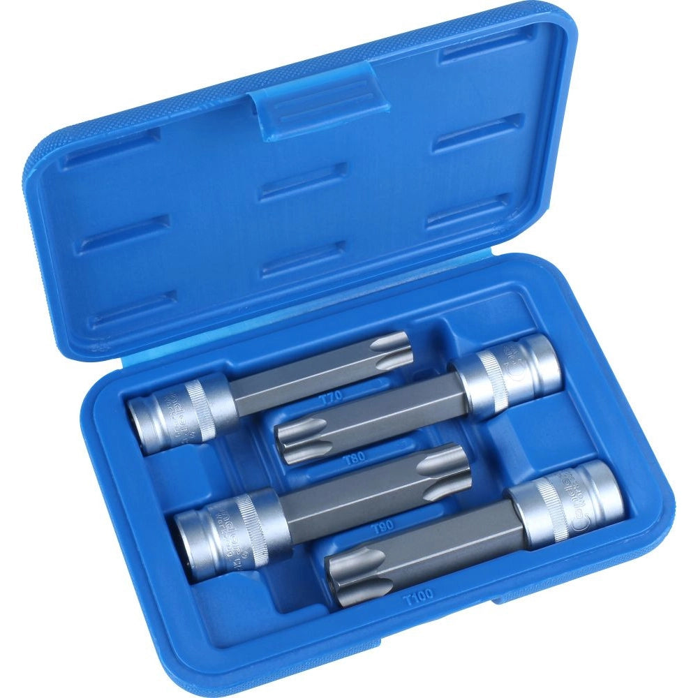 SERIE SET 4pz CHIAVI A BUSSOLA 1/2" INSERTO TORX CON FORO T70-T100 CONDOR 5004