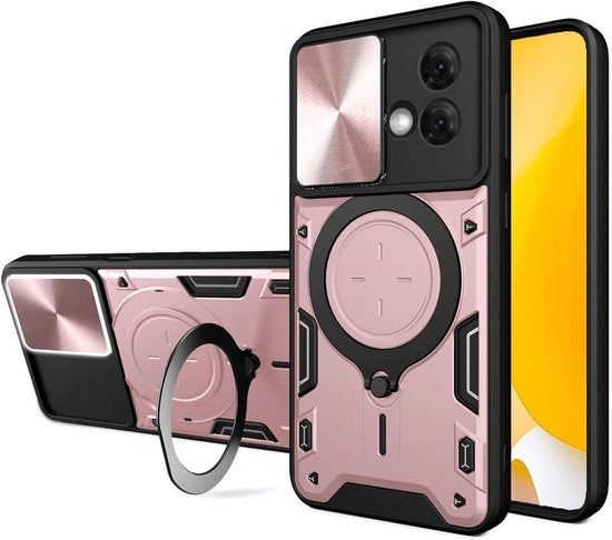 Hoesa smartphone shockbestendig con protezione militare, standard magnetico con protezione per camera - colore rosé