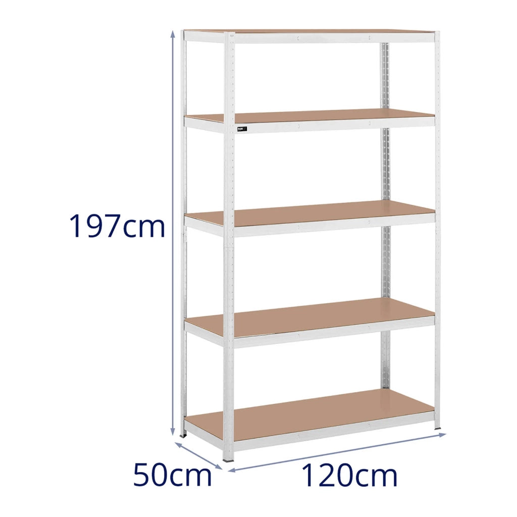 Scaffalatura per carichi pesanti 120 x 50 x 197 cm portata 5 x 150 kg robusto scaffale portautensili per garage/officina grigio 14_0005174