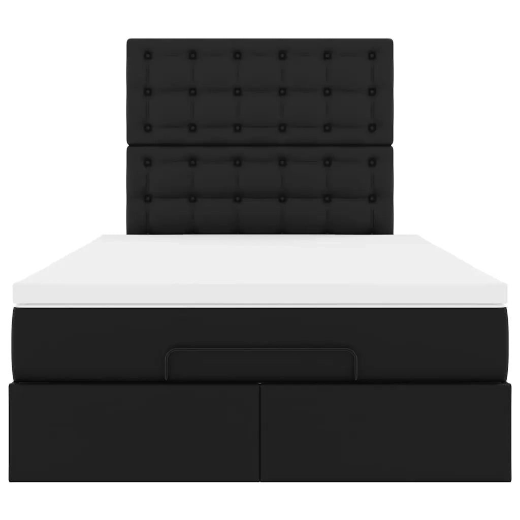 Struttura Letto Pouf con Materasso Nero 120x190 cm Similpelle 3312991