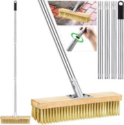 Bezem a filo con manico telescopico per rimozione muschio e erbacce - Robusto e duraturo - 150 cm - Adatto per strade, terrazze e soffitti