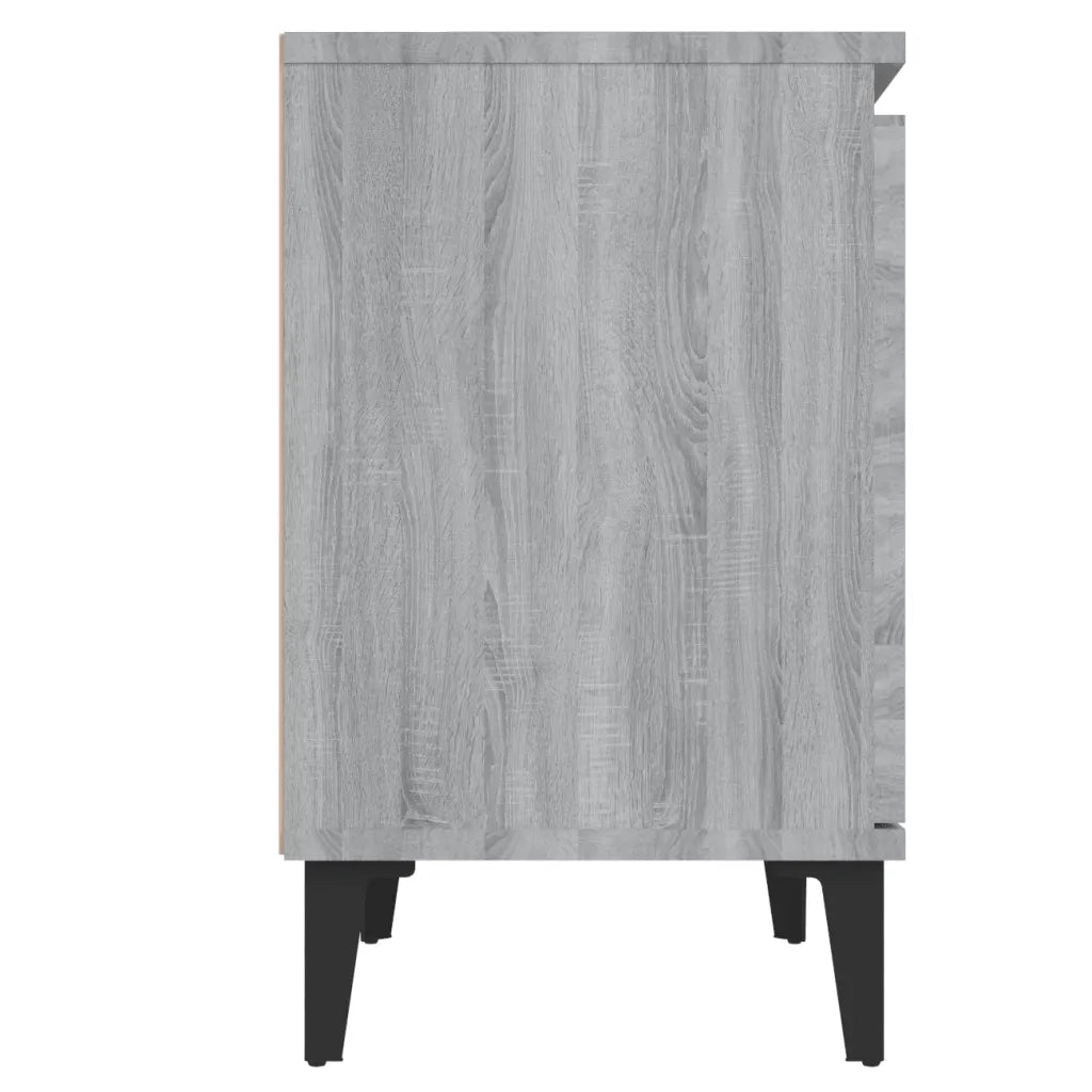 Comodino con Gambe in Metallo Grigio Sonoma 40x30x50 cm 813118