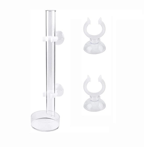 Tubazione alimentare 20 cm - Tubo alimentare in vetro - Piatto per gamberi - 2 pinze - Tubazione alimentare per acquario - Sicuro e affidabile