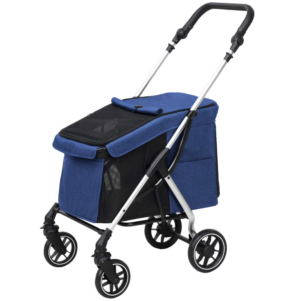 Carrello Trasporto Cane ¨C zephmum ¨C Pieghevole Blu Scuro