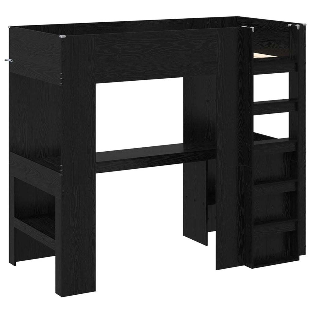 Struttura letto a castello con scrivania Rovere Nero 3410452