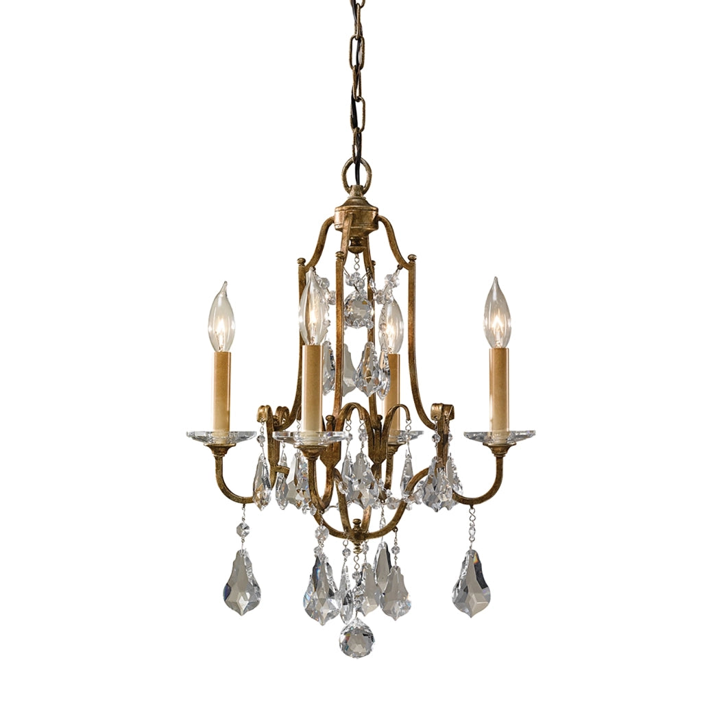 Lampadario Classico Valentina Acciaio Bronzo Ossidato Vetro 4 Luci E14