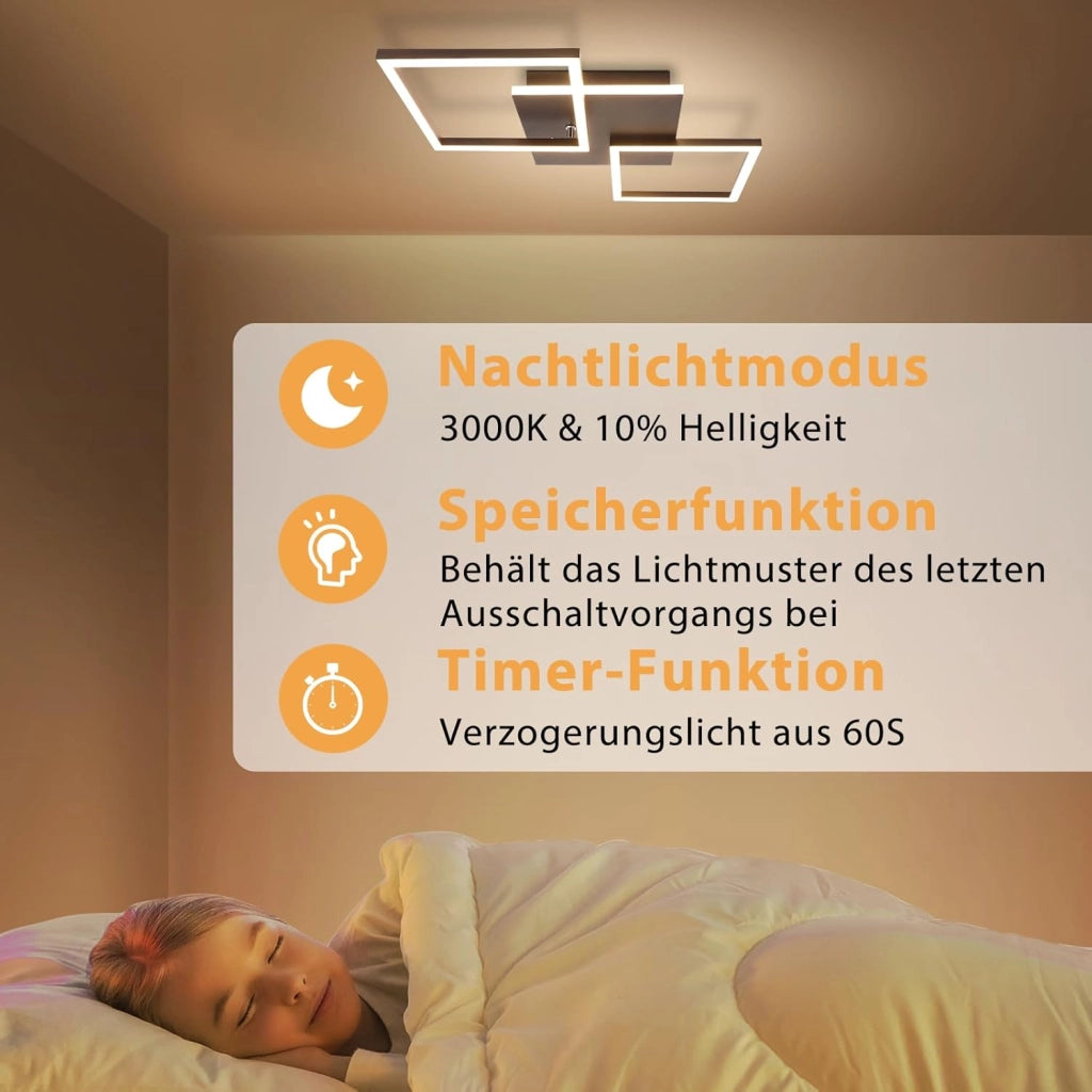 ZMH Lampada da soffitto plafoniera LED moderna nera 3000-6500K per soggiorno cucina ufficio