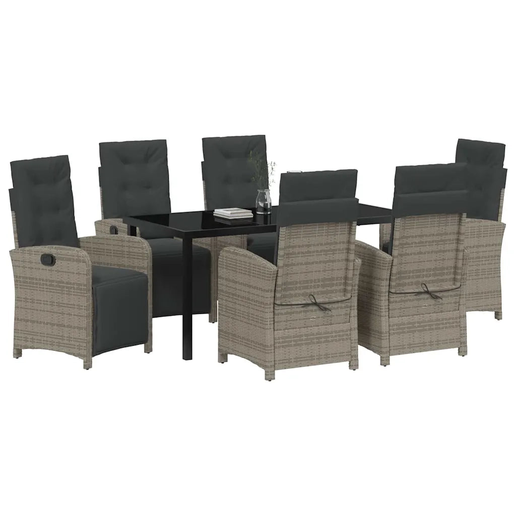 Set da Pranzo per Giardino con cuscino 7 pcs Grigio polyrattan 3380327