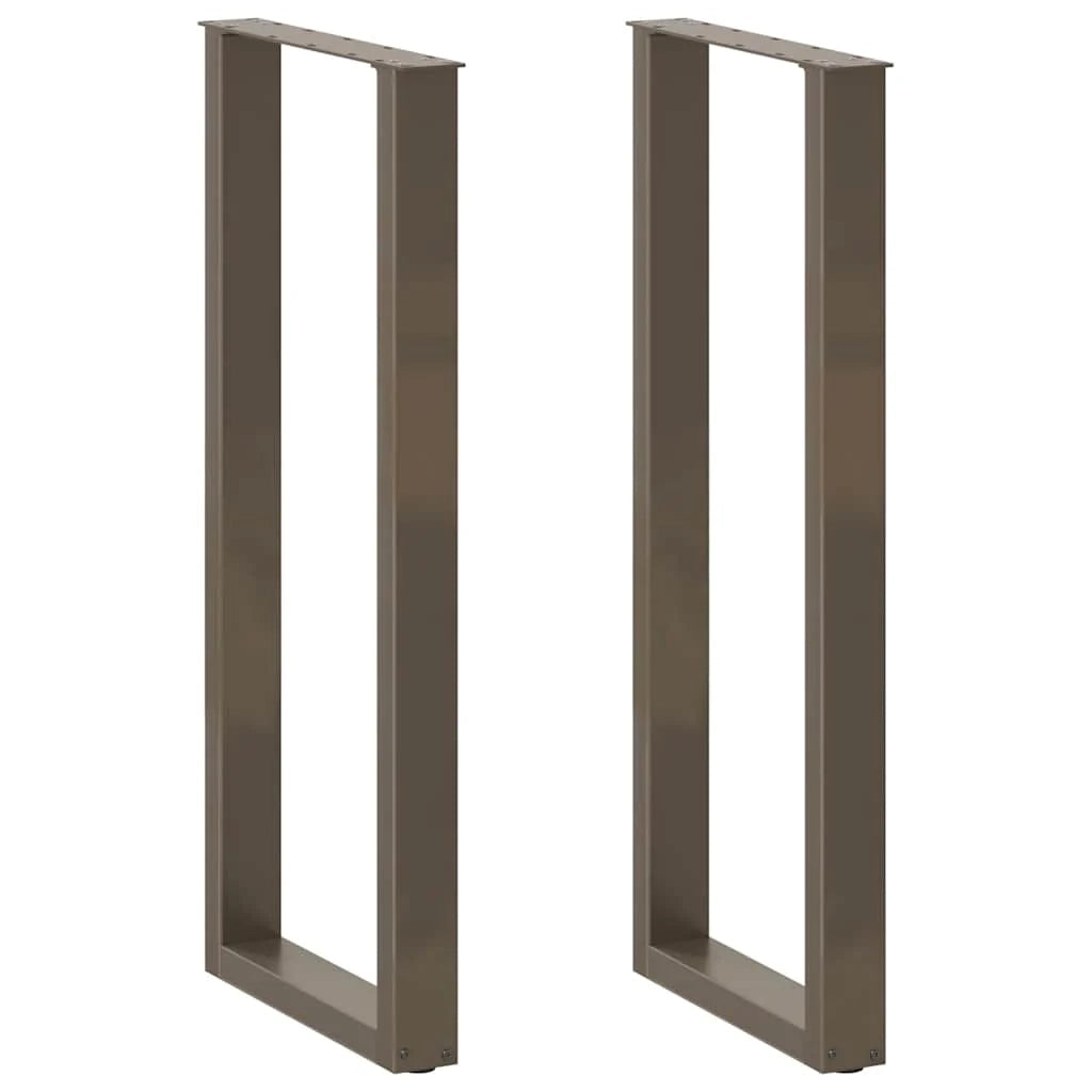 Set di 2 gambe regolabili per tavolo da bar a forma di U 40 x 110 cm design moderno acciaio naturale 02_0057483