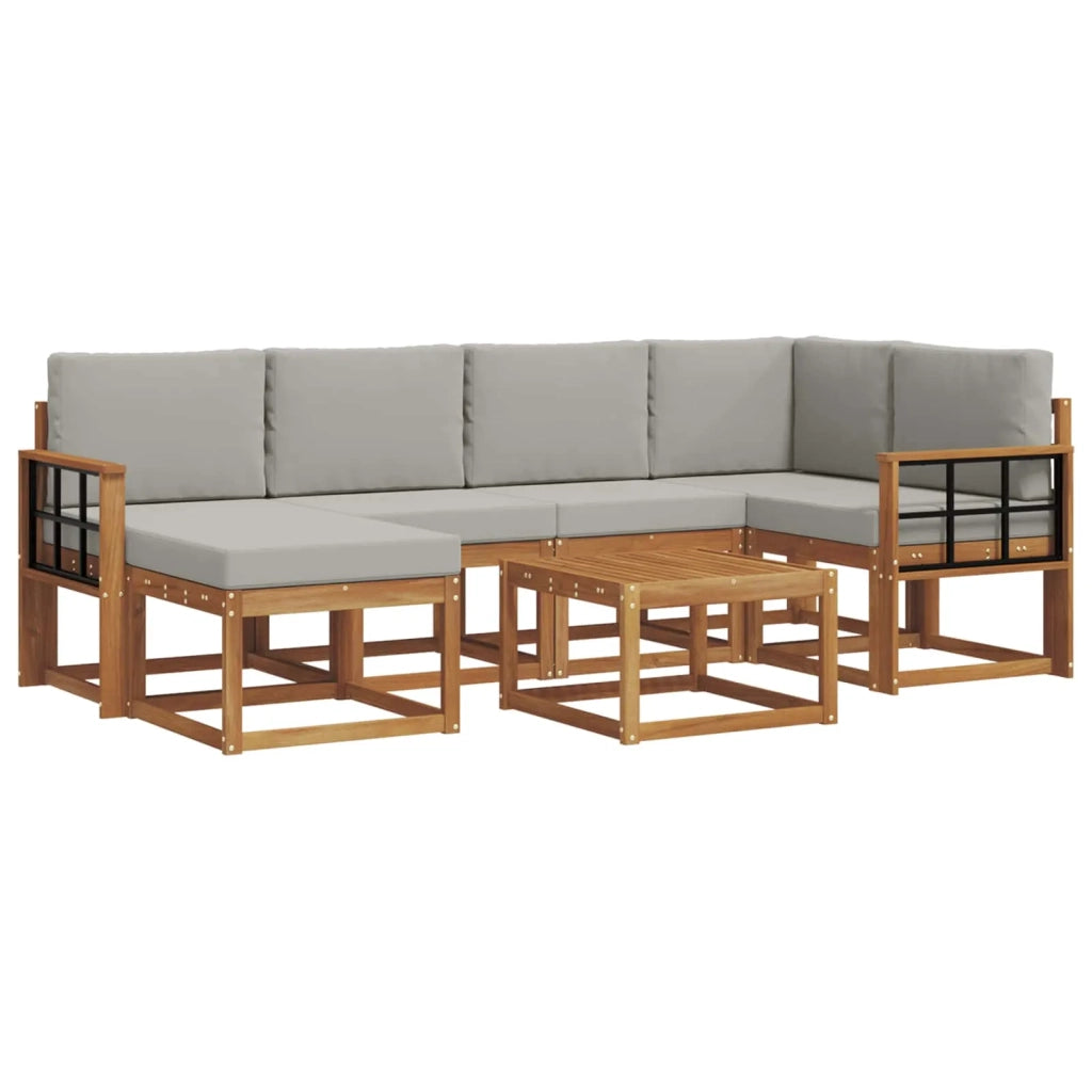 Set di divani da esterno 7 pcs Grigio Naturale e Chiaro