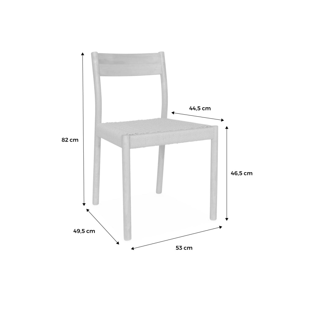 Set 2 sedie in legno e corda, marrone naturale