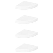 4 pz Mensole | Ripiano | Scaffale Angolari Sospese Bianco Lucido 25x25x3,8 cm MDF