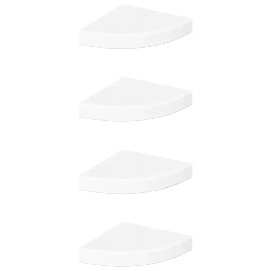 4 pz Mensole | Ripiano | Scaffale Angolari Sospese Bianco Lucido 25x25x3,8 cm MDF