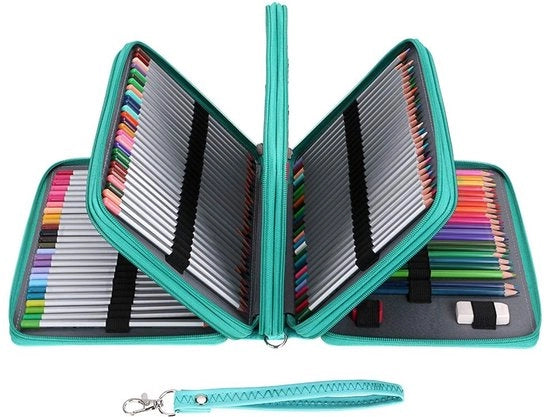 Etui per 204 matite colorate - Capacità grande - Organizzatore con compartimenti - Cinturino portatile - Chiusura a cerniera - Ideale come regalo per artisti