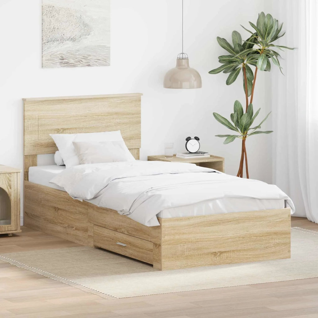 Struttura del letto Rovere Sonoma 90 x 200 cm Legno multistrato