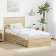 Struttura del letto Rovere Sonoma 90 x 200 cm Legno multistrato